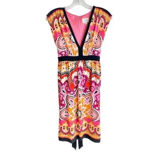 Eci New York 93% Silk 7% Spandex Dress Beautiful Print Size 4